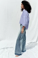 STRIPED SHIRT WITH WIDE METALLIC THREAD SLEEVES