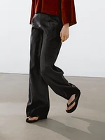 Pantalon fluide plissé 100 % lin