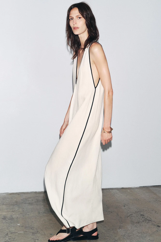 ZW COLLECTION LINEN BLEND DRESS WITH TRIM