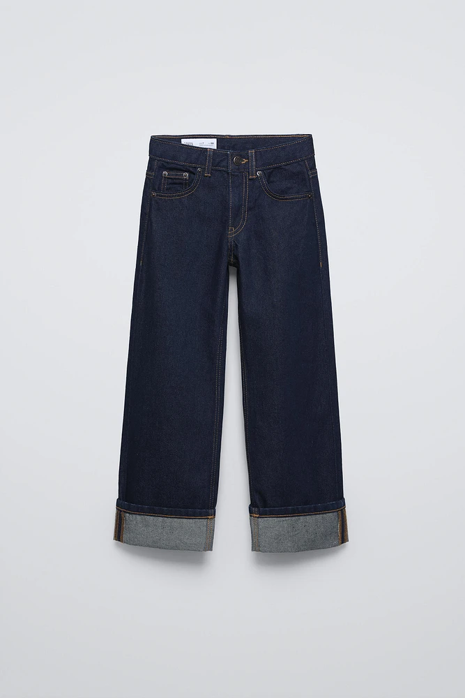 WIDE LEG JEANS WITH ROLLED-UP CUFF