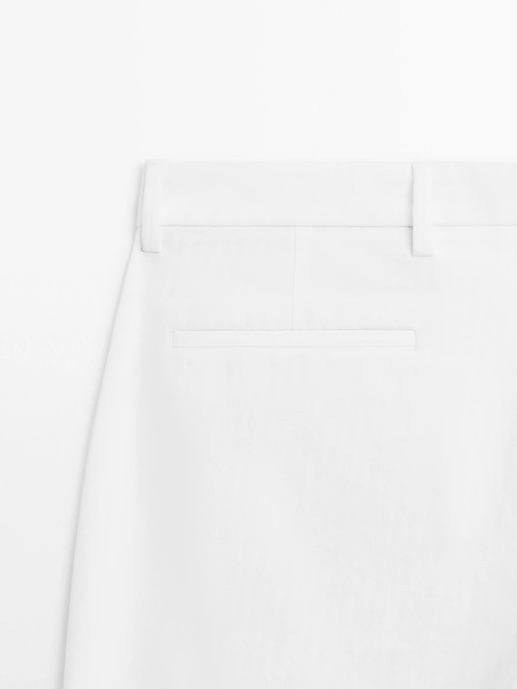 Pantalon straight en coton mélangé