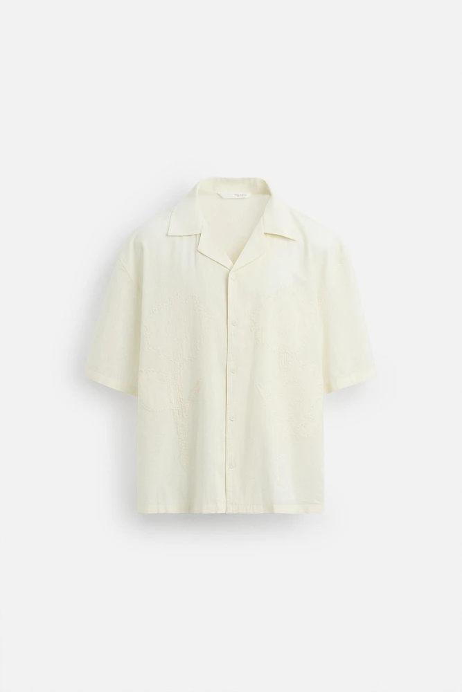 EMBROIDERED COTTON LINEN SHIRT