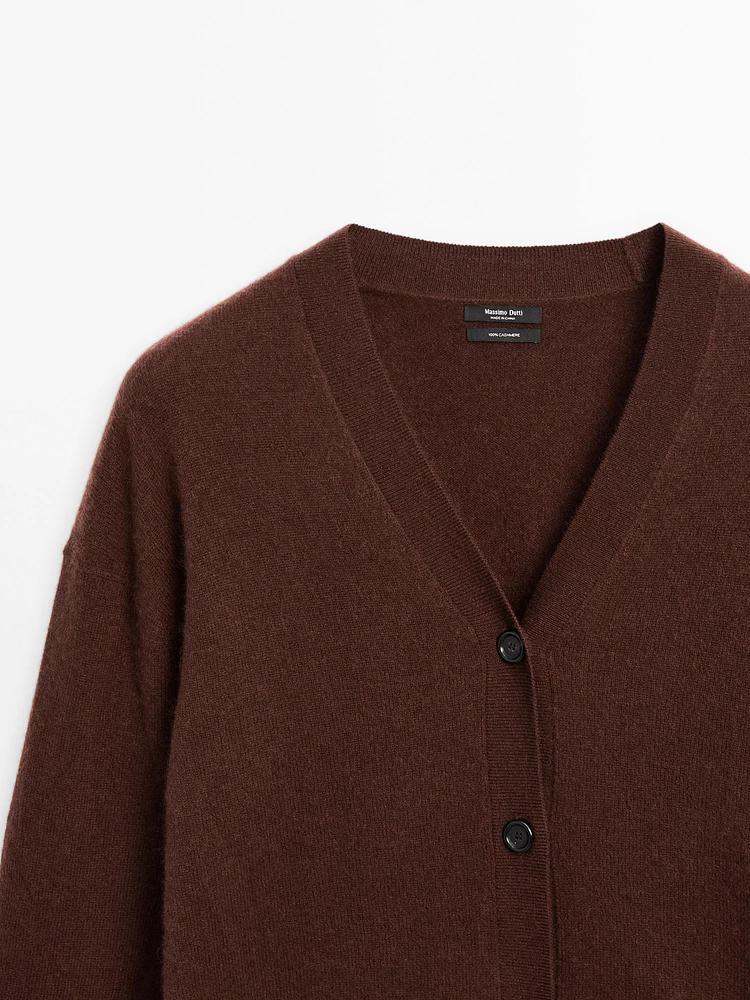 Cardigan oversize col en V 100 % cachemire