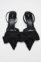 MESH BOW SLINGBACK HEELS