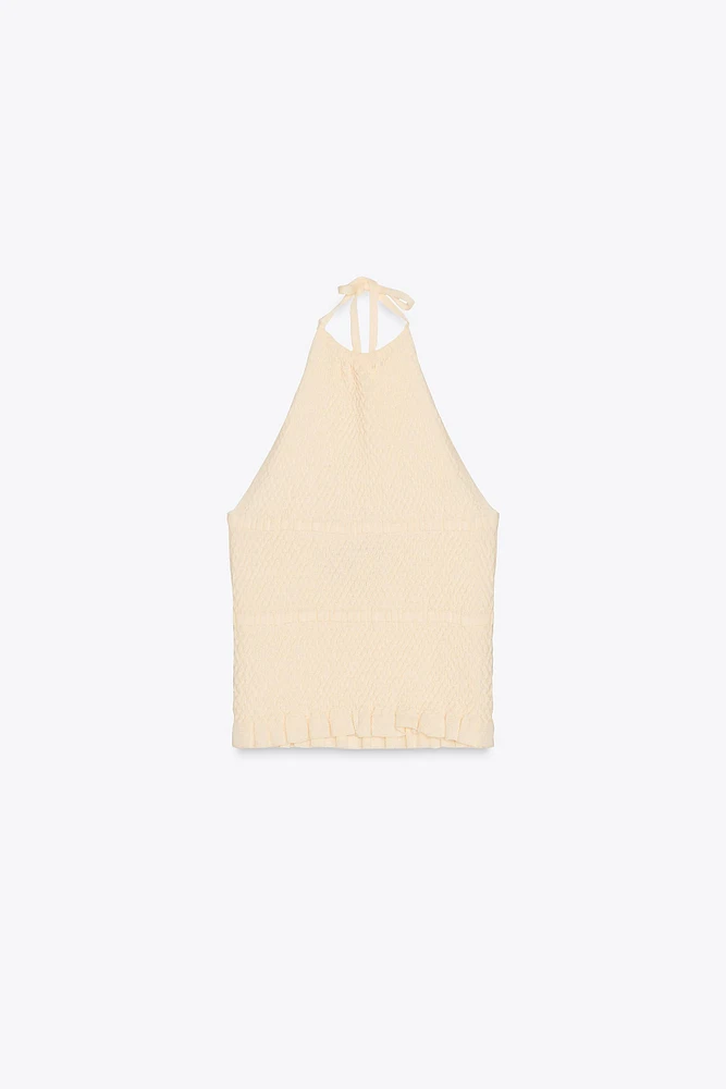 TOP HALTER EN MAILLE