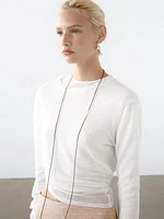 100% linen knit crew neck sweater