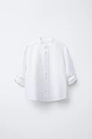 LINEN MANDARIN COLLAR SHIRT