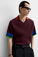 POLO EN MAILLE CÔTELÉE COLOR BLOCK