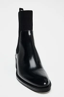 FAUX PATENT LEATHER CHELSEA BOOTS