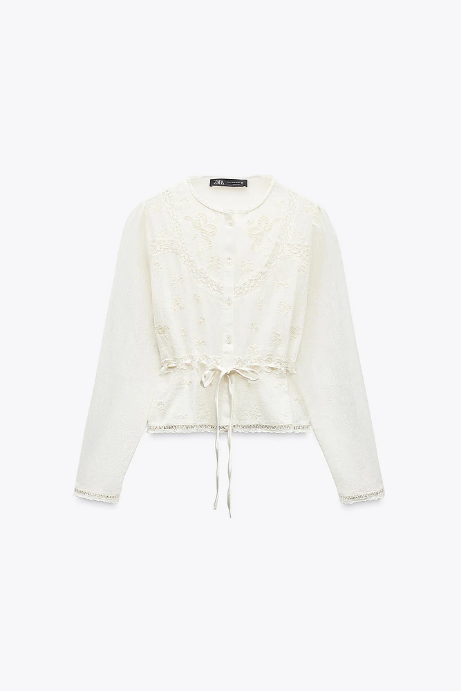 EMBROIDERED CHIFFON SHIRT