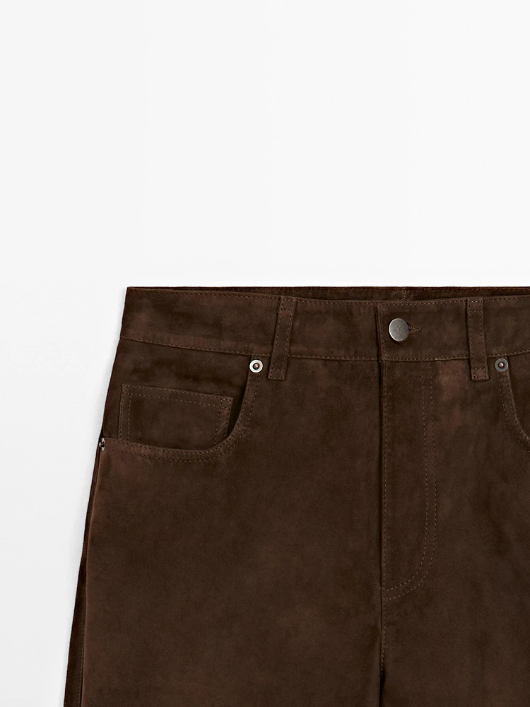 Pantalon en cuir finition daim