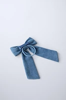 DENIM BOW CLAW CLIP HAIR TIE