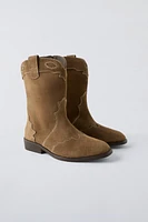 SUEDE COWBOY ANKLE BOOTS