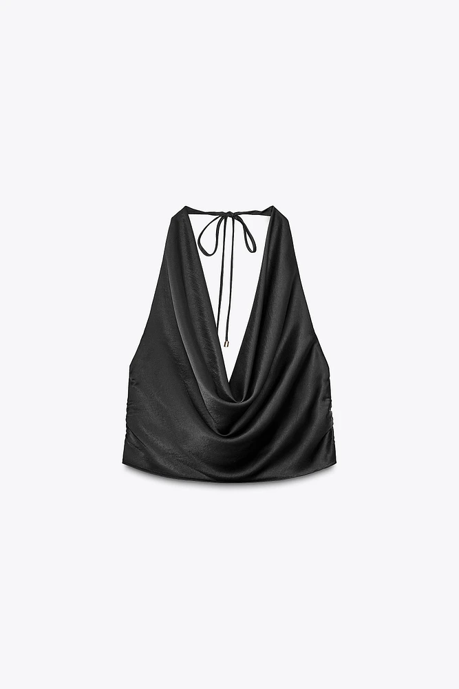 TOP SATINÉ AVEC VERROTERIE