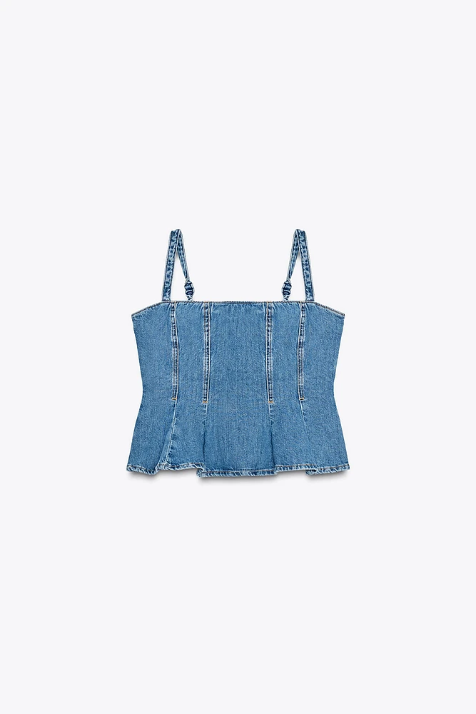 TOP Z1975 EN JEAN À BRETELLES