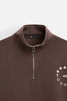 TEXT QUARTER ZIP SWEATSHIRT