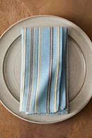 LOT SERVIETTES DE TABLE COTON RAYURES MULTICOLRES (LOT DE
