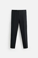 HERRINGBONE LINEN COTTON SUIT PANTS