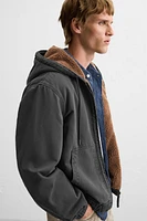 CONTRASTING HOODED JACKET