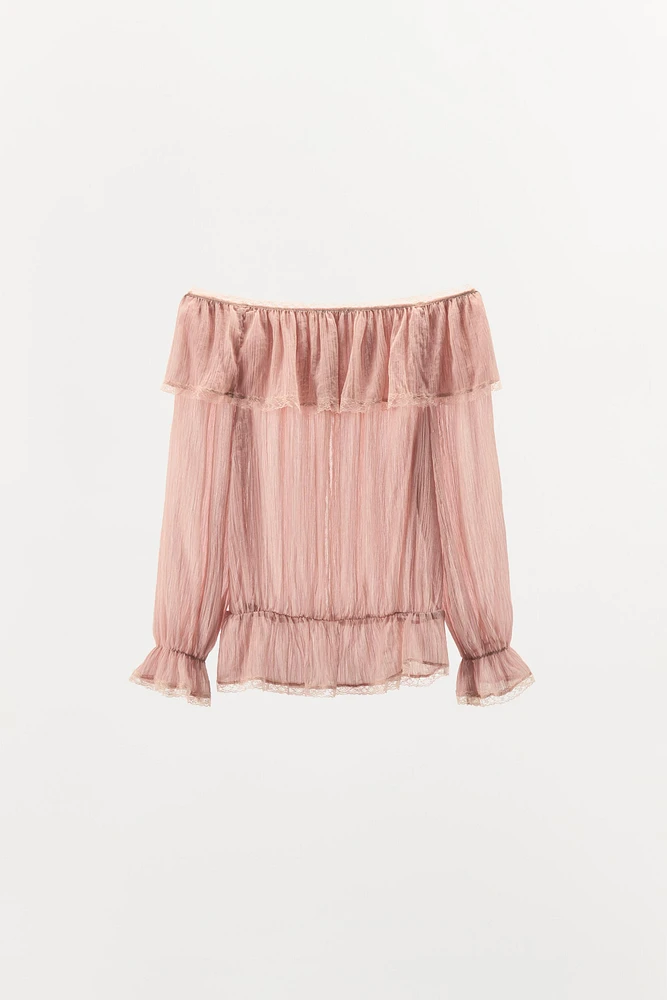 CHEMISE BAVOIR AVEC ÉPAULES DÉNUDÉES