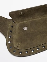 Split suede belt bag with studs