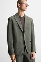 HOUNDSTOOTH LINEN BLEND SUIT JACKET