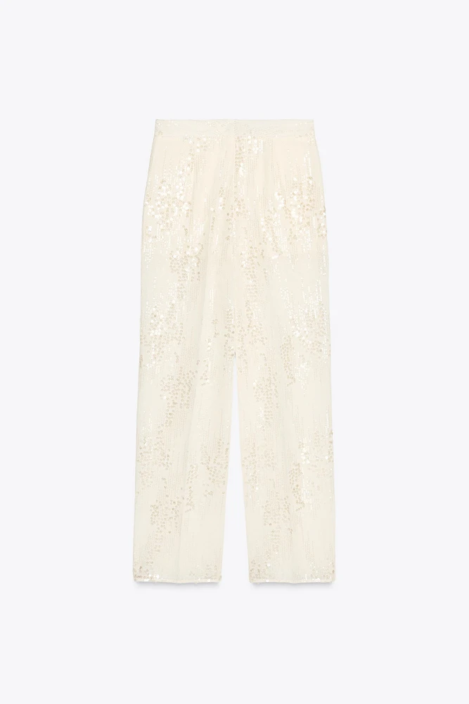 PANTALON DROIT À SEQUINS