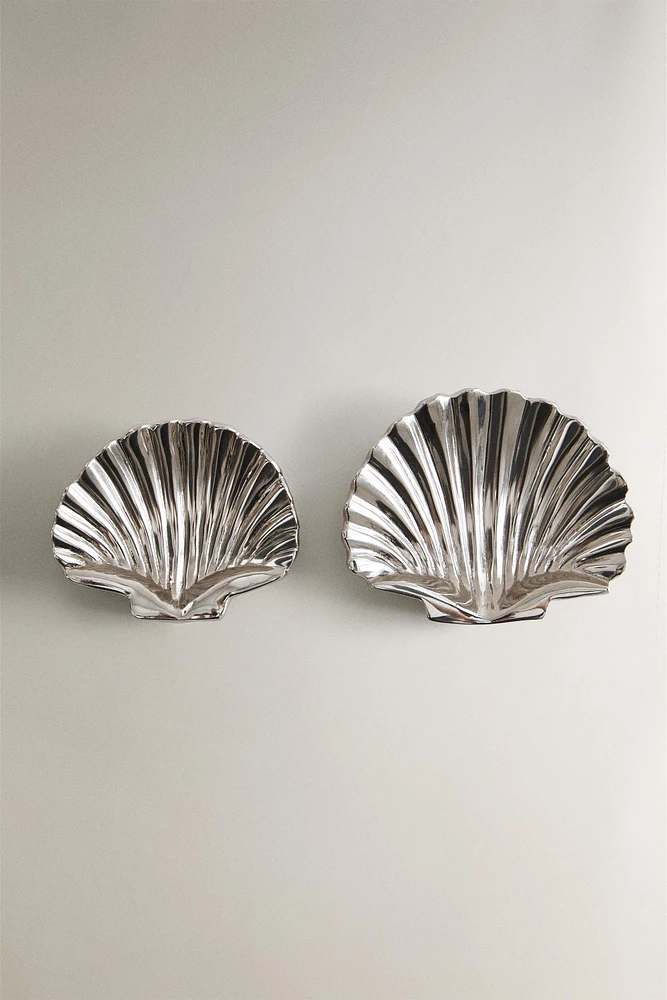 PLATEAU DÉCORATIF MÉTAL COQUILLAGE