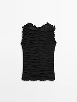 Top effet froissé coton