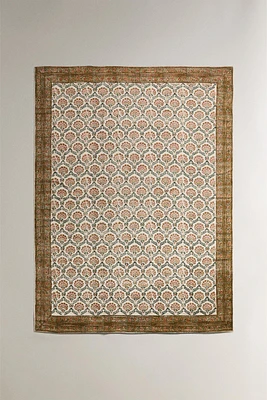 FLORAL PRINT BLOCK AREA RUG