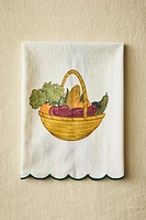 TORCHON CUISINE COTON DENTELLE CONTRASTANTE