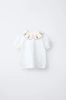 T-SHIRT COL CLAUDINE BRODÉ