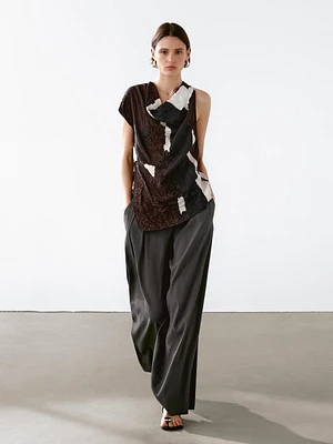 Colour block top with fabric detail