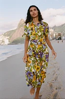 PRINTED POPLIN MIDI DRESS