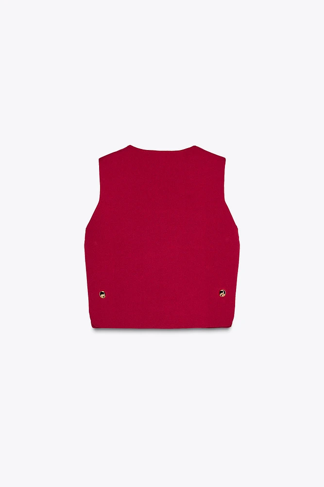 SIDE BUTTON KNIT VEST TOP