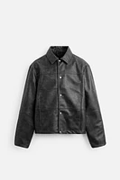 FAUX LEATHER WASHED JACKET