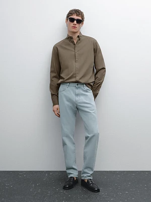 Cotton blend regular fit twill shirt