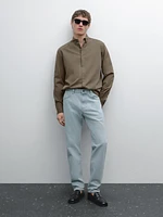 Cotton blend regular fit twill shirt