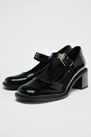 HEELED FAUX PATENT LEATHER SHOES