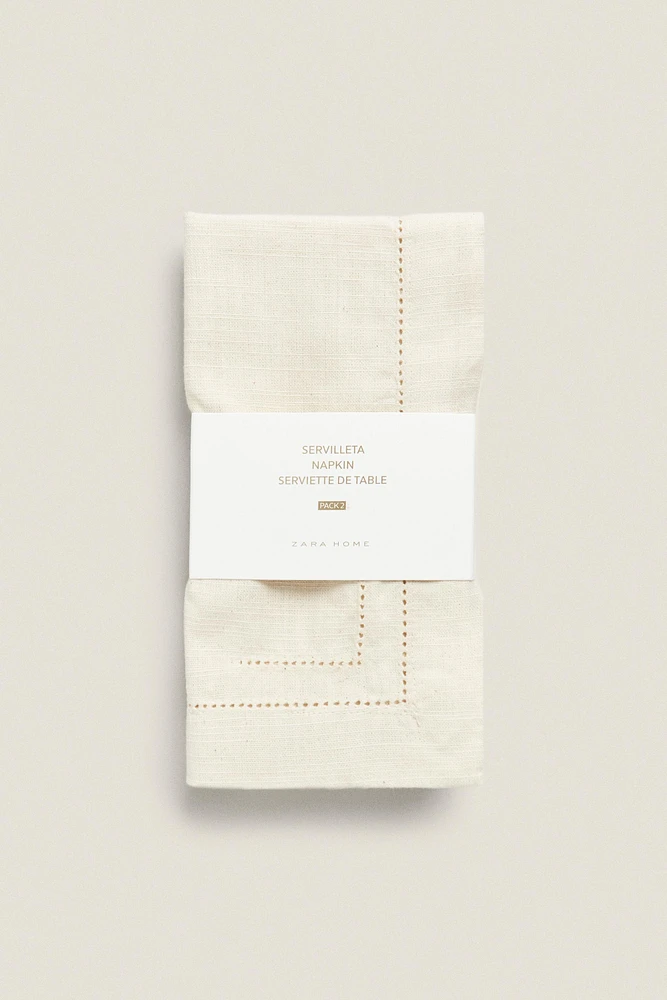 HEMSTITCHED COTTON NAPKINS (PACK OF 2)