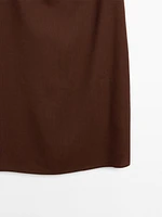 Robe midi froncée en lin mélangé