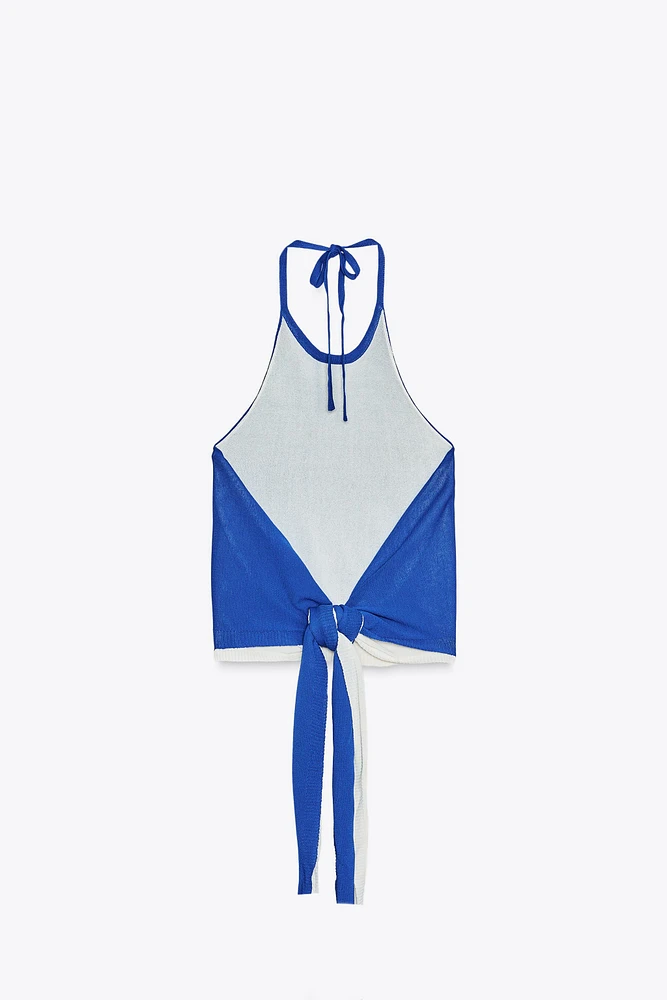 TOP HALTER EN MAILLE DOUBLE ÉPAISSEUR
