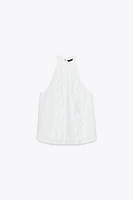 TOP HALTER VOLANTS AVEC RAMIE