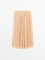Pleated 100% silk midi skirt - Studio