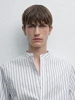 Chemise regular fit à rayures en coton mélang