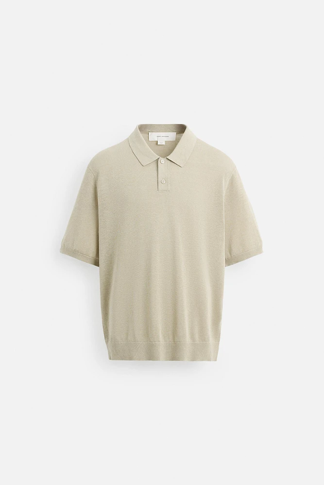 KNIT SILK LINEN POLO SHIRT