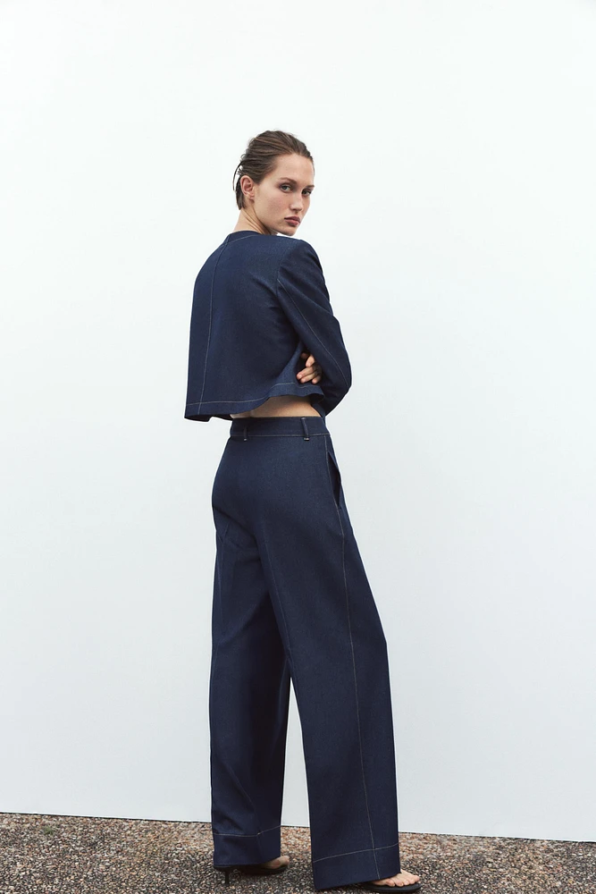 CONTRAST TOPSTITCHING WIDE-LEG PANTS