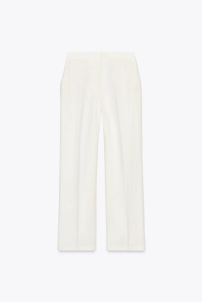 WRINKLE-LOOK STRAIGHT PANTS