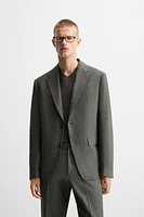 HOUNDSTOOTH LINEN BLEND SUIT JACKET