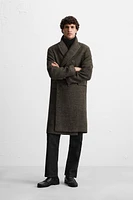 DOUBLE-BREASTED HERRINGBONE COAT